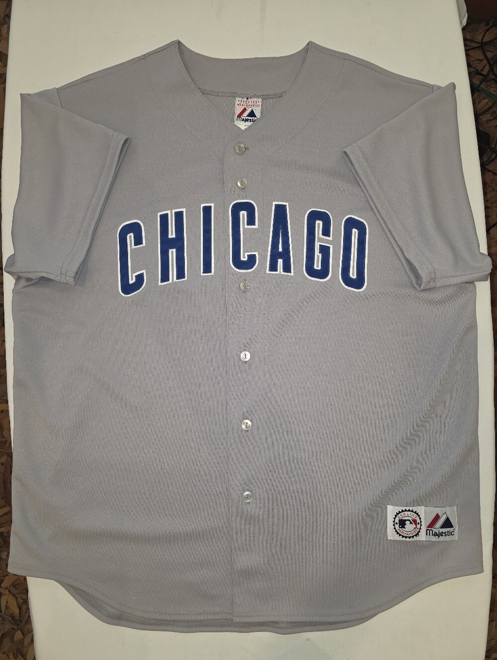 Majestic Gray Chicago Button-Front Baseball Jersey XL